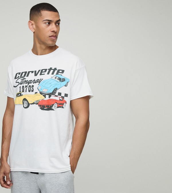 Chevrolet Corvette License Printed Oversized T-Shirt