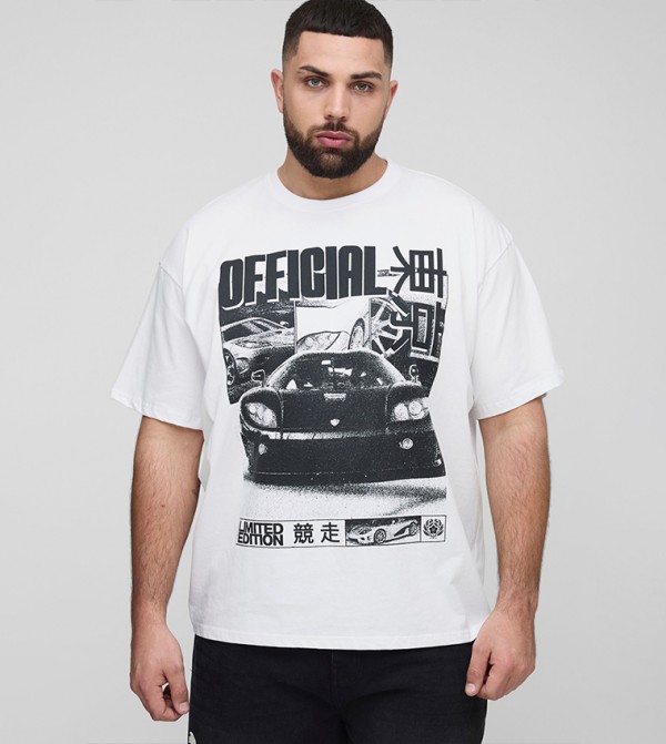 Plus & Tall Official Car Print Oversized T-Shirt