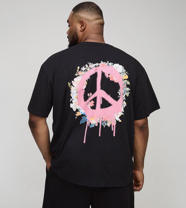 Plus & Tall Graffiti Printed Oversized T-Shirt