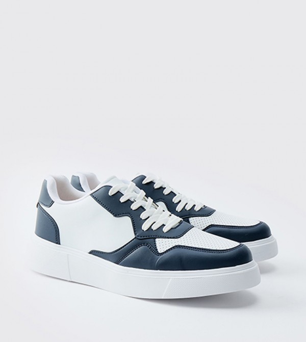Chunky Mesh Panel Lace-Up Sneakers