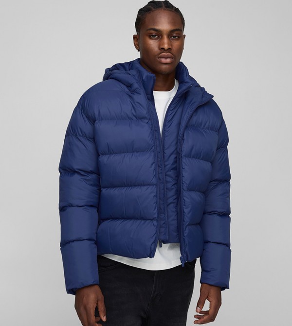 Faux Double Layer Hooded Oversized Puffer Jacket