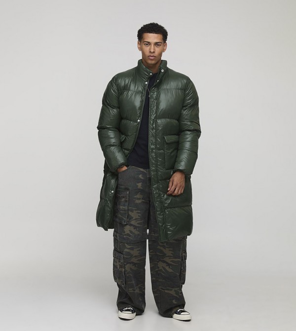 High Shine Long Sleeves Puffer Coat