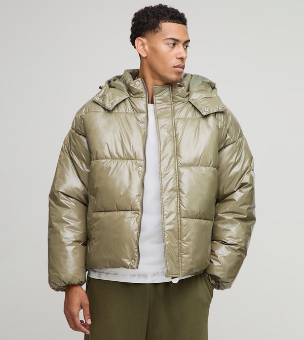 High Shine Hooded Puffer Jacket