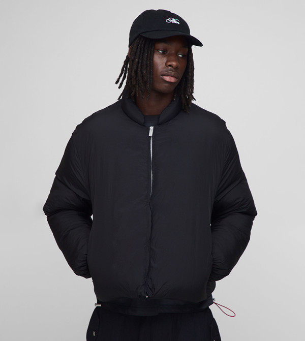 Boxy Fit Mono Padded Bomber Neck Puffer Jacket
