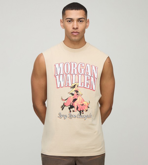 Morgan Wallen License Printed Droparm Tank Top