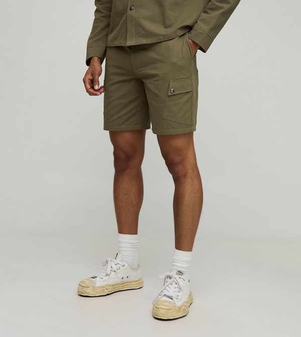 Relaxed Canvas Cargo Shorts
