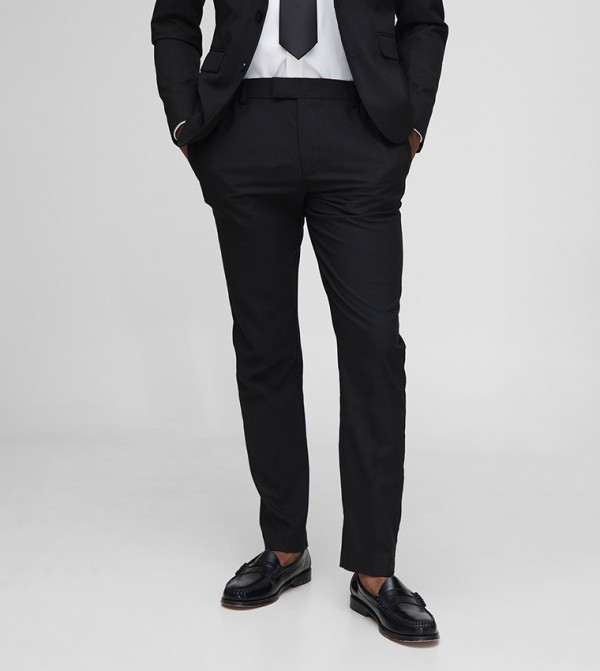 Solid Slim Fit Tailored Trousers