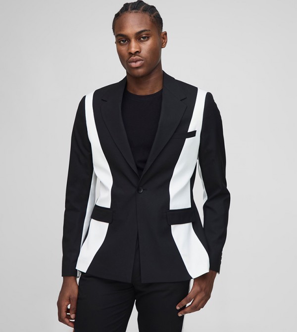 Color Block Slim Fit Contrast Panel Blazer