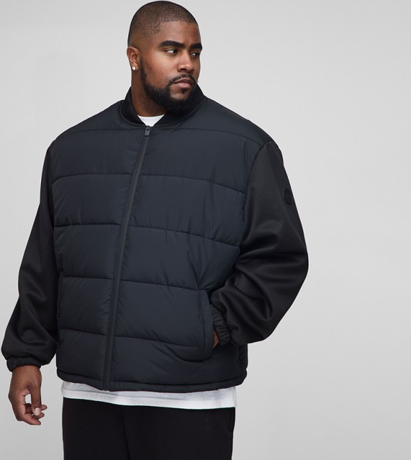 Quilted Scuba Sleeves Oversized Puffer Jacket