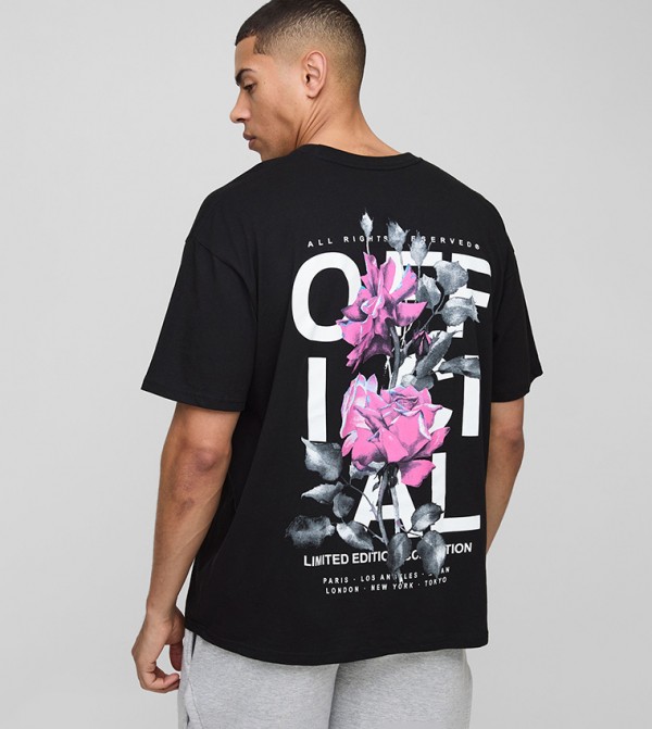 Rose Printed Official Oversized T-Shirt