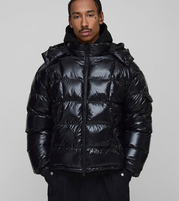 High Shine Quilted Hooded Puffer Jacket
