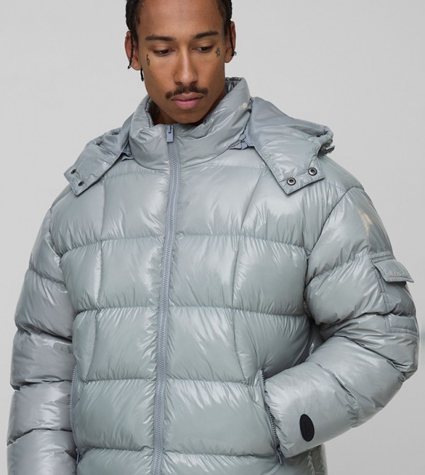 High Shine Quilted Hooded Puffer Jacket