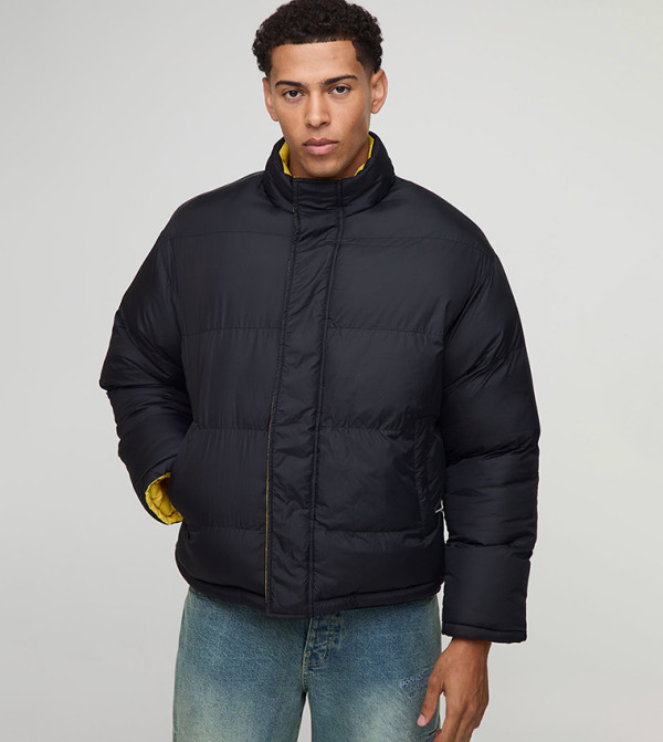Regular Fit Reversible High Neck Puffer Jacket