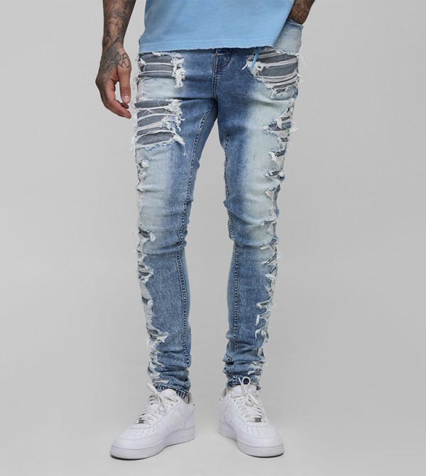 Tall Stacked Ripped & Repair Skinny Fit Jeans