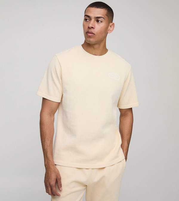 Regular Washed Ribbed Embroidered T-Shirt