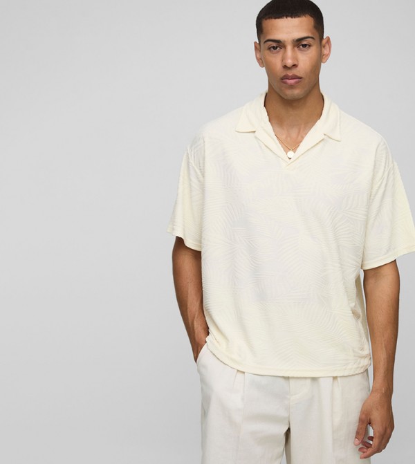 Self Patterned Oversized Polo T-Shirt