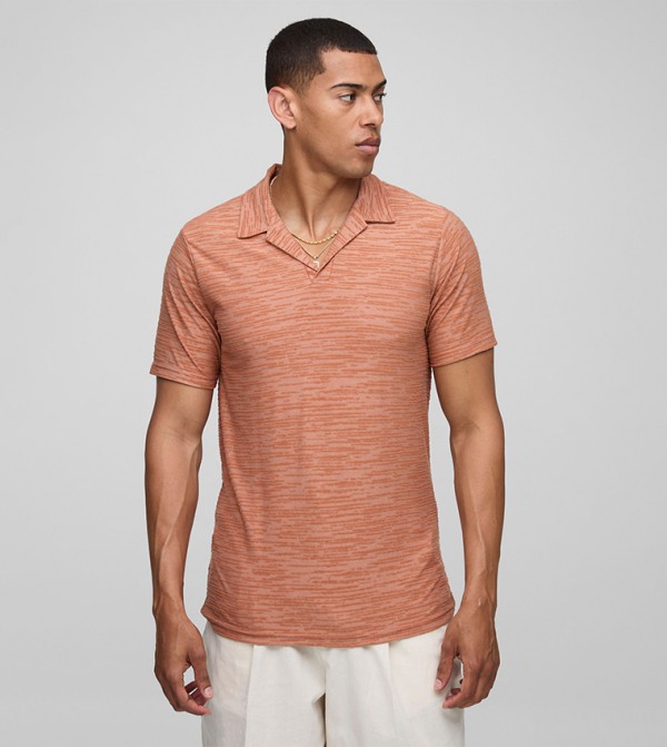 Textured Short Sleeves Polo T-Shirt