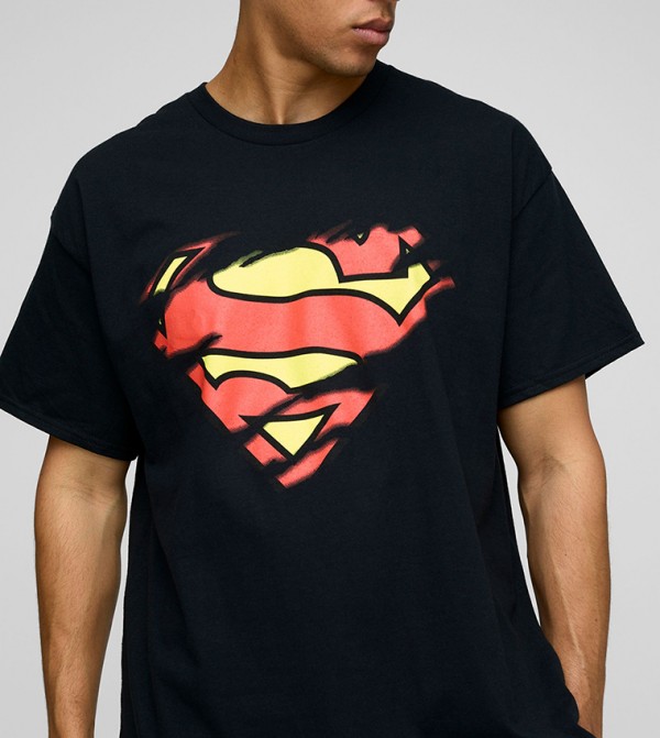 Superman License Ripped Printed Oversized T-Shirt