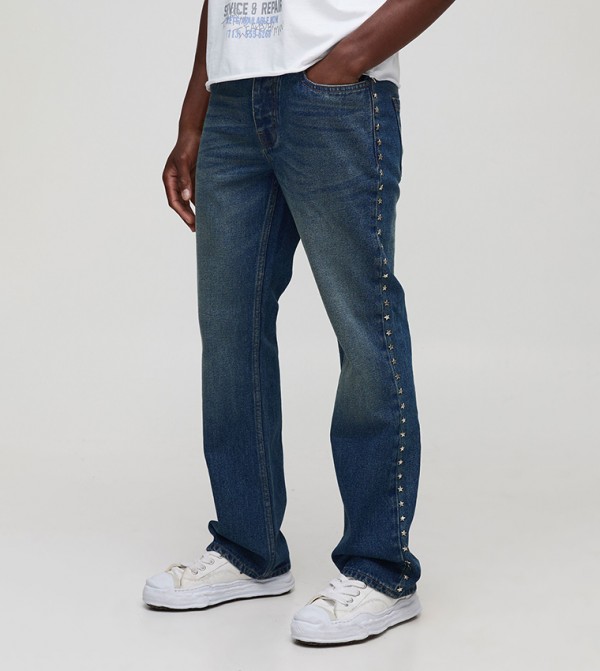 Slim Antique Star Studded Flared Jeans