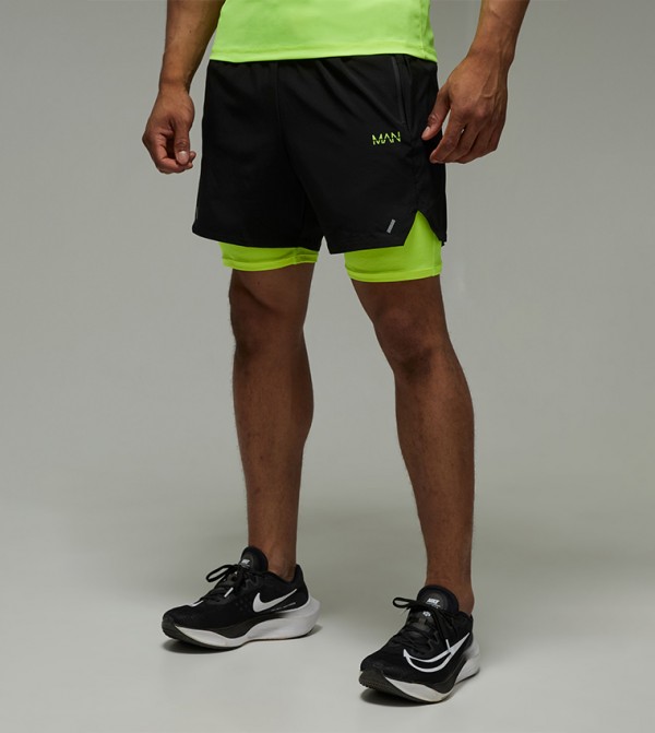 Logo Detail Layered Active Shorts