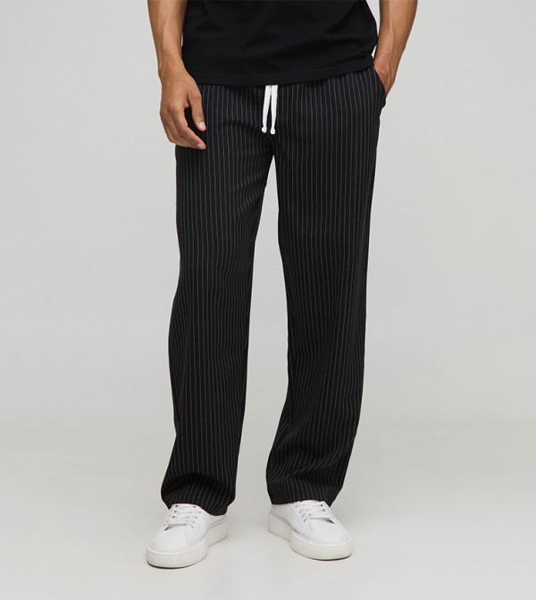 Striped Mid Rise Relaxed Fit Trousers