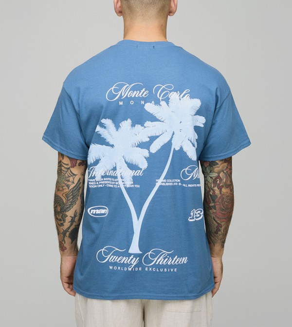 Tonal Palm Graphic Printed Oversized T-Shirt