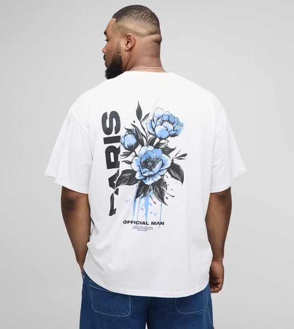 Plus & Tall Oversized Paris Floral T-Shirt