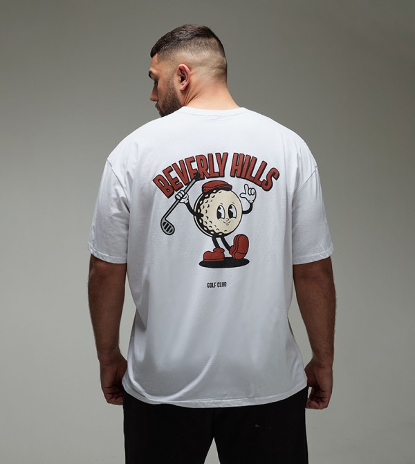 Beverley Hills Golf Cartoon Print Oversized T-Shirt