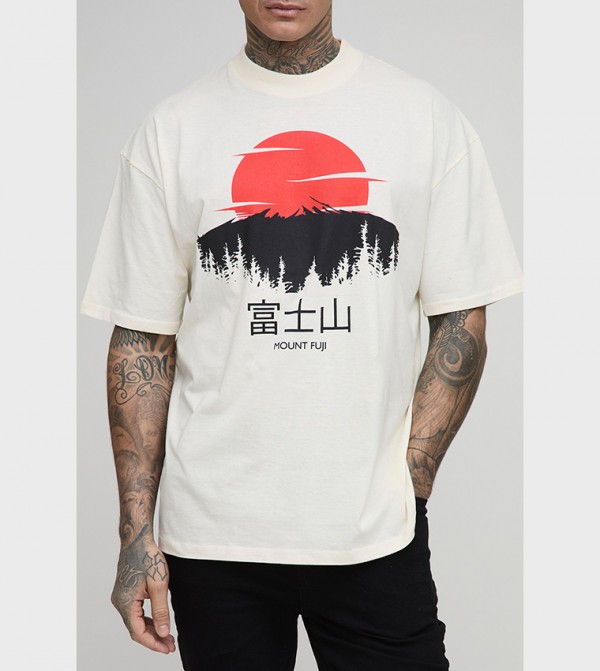 Tall Printed Oversized Crew Neck T-Shirt