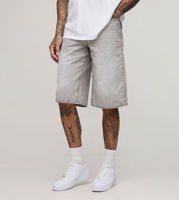 Washed Mid Rise Denim Shorts