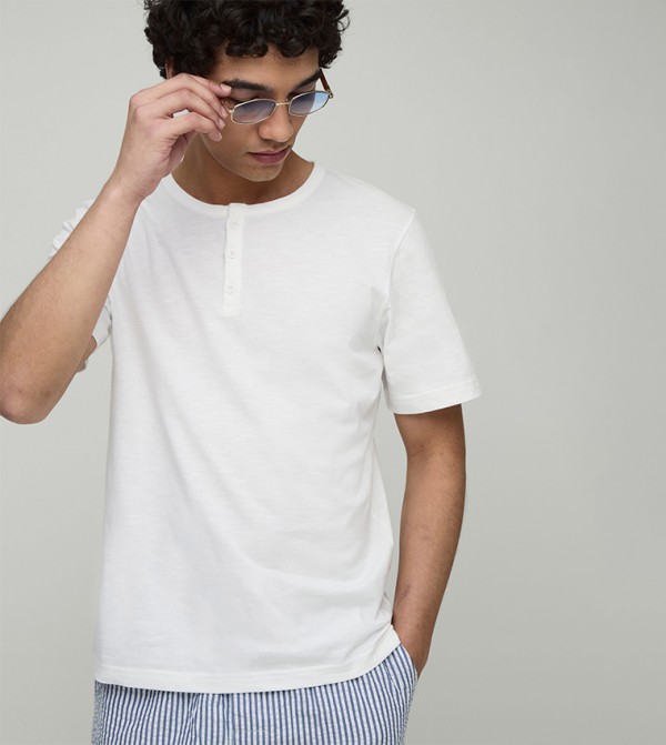 Regular Fit Henley Neck T-Shirt