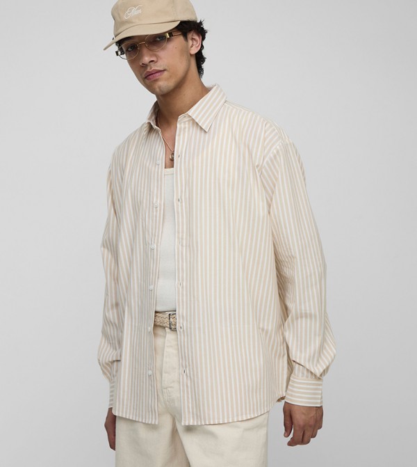 Striped Long Sleeves Oversized Shirt