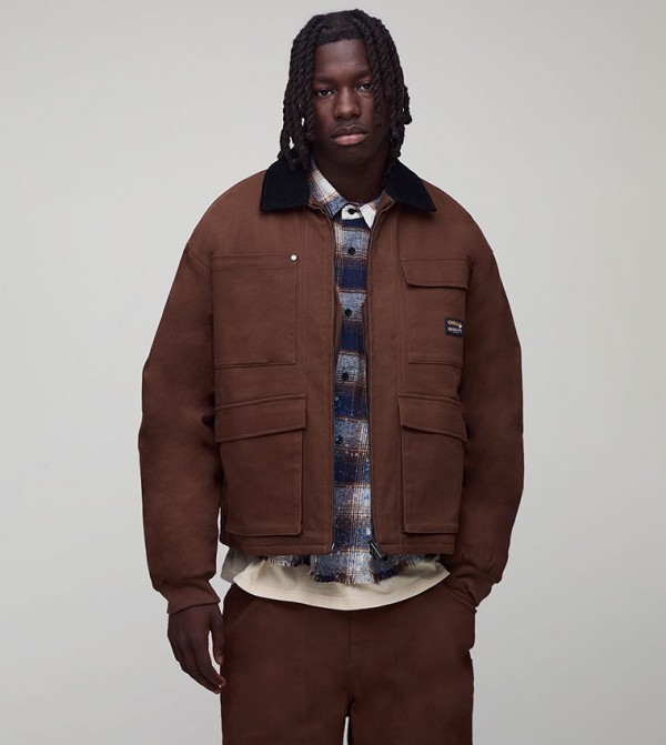 Overdyed Cargo Quilted Oversized Denim Jacket