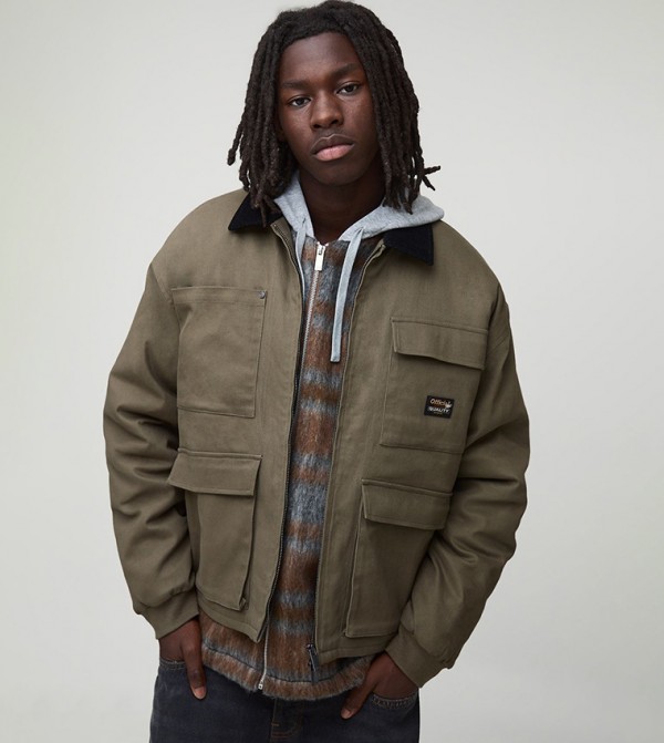 Overdyed Cargo Quilted Oversized Denim Jacket