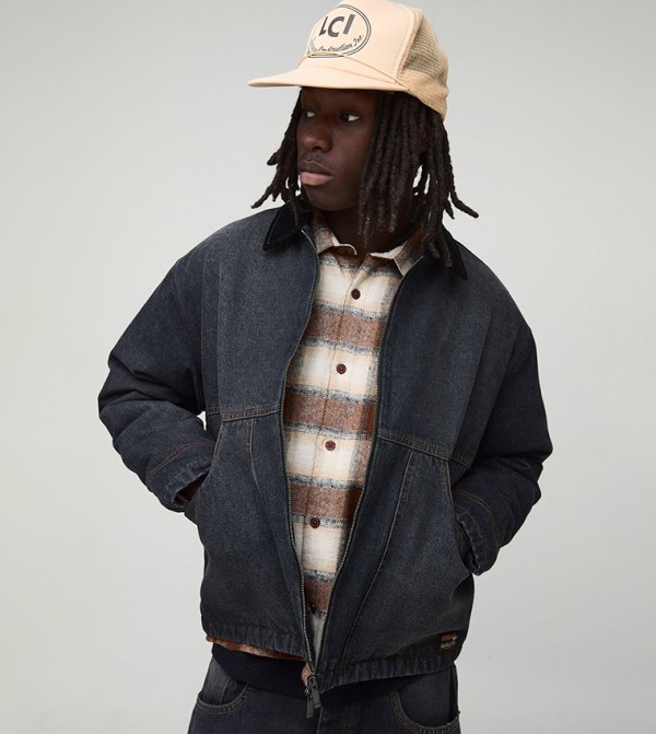 Washed Panelled Oversized Denim Jacket
