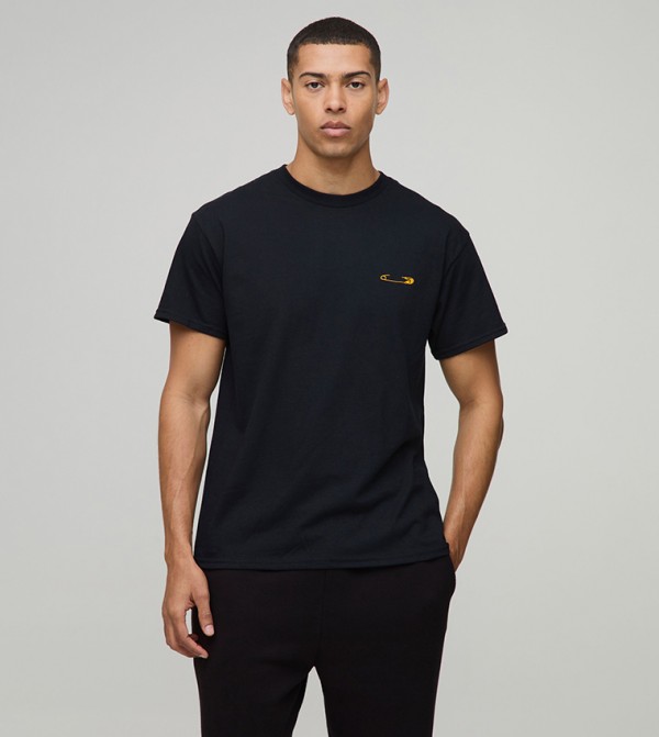 Embroidered Safety Pin Oversized T-Shirt