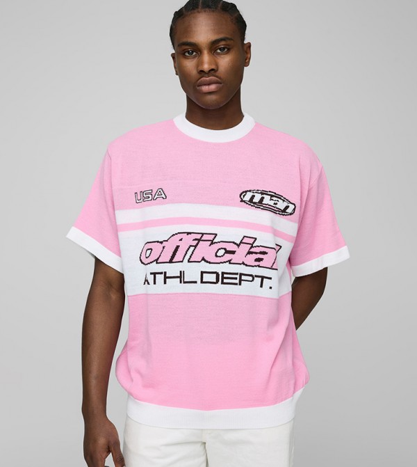 Moto Jacquard Knitted Oversized T-Shirt