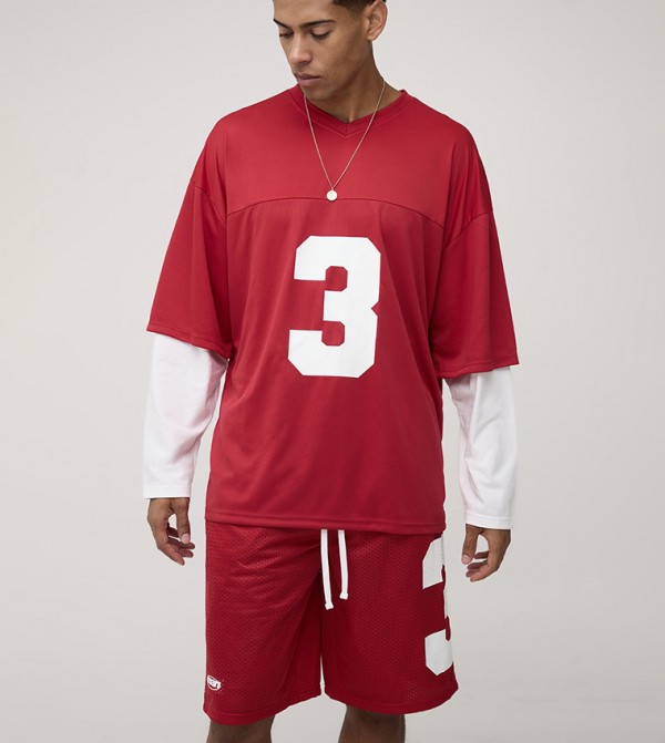 Official Faux Layer Mesh Oversized Active T-Shirt