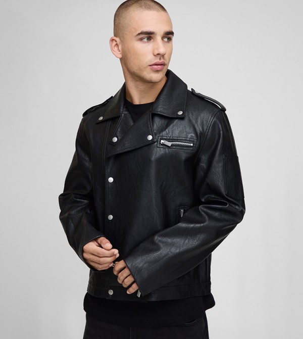 PU Boxy Fit Biker Jacket