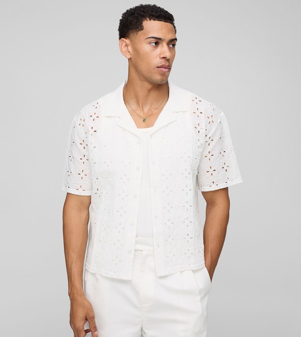Oversized Boxy Broderie Revere Shirt