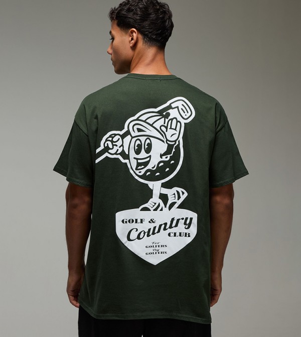Golf Country Club Back Printed Oversized T-Shirt