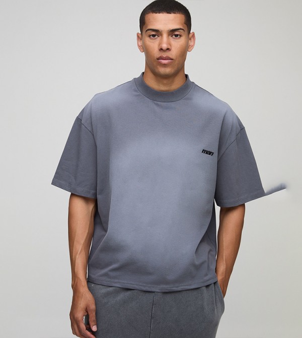 Spray Washed Short Sleeves Boxy T-Shirt