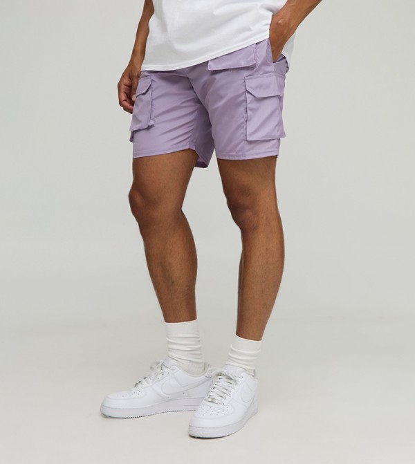 Mid Rise Shell Cargo Shorts
