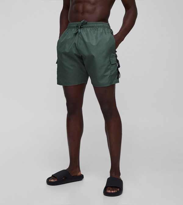 Drawstring Waist Relaxed Fit Cargo Shorts