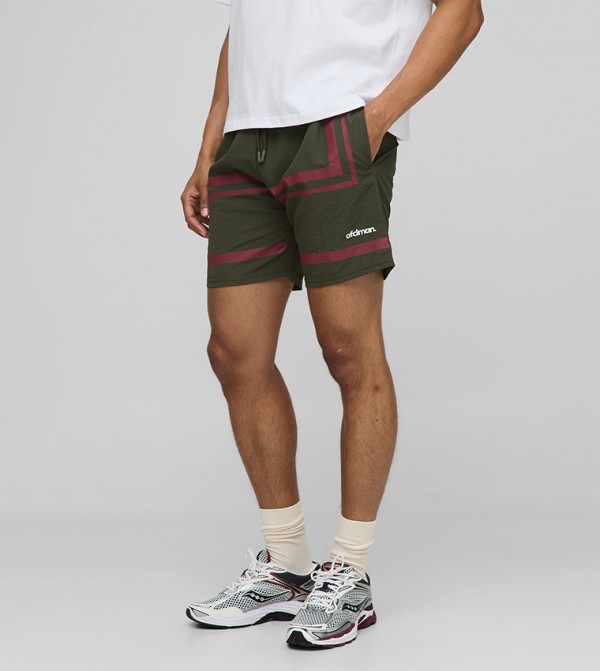 Crinkle Nylon Striped Active Shorts