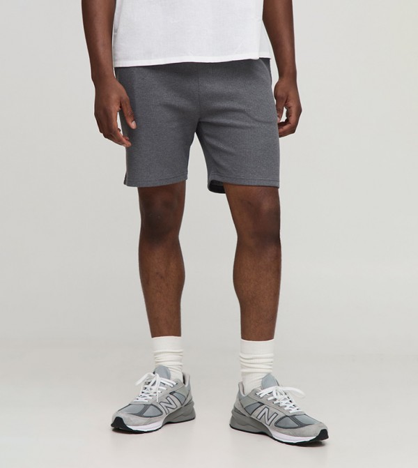 Mid Rise Slim Fit Waffle Shorts