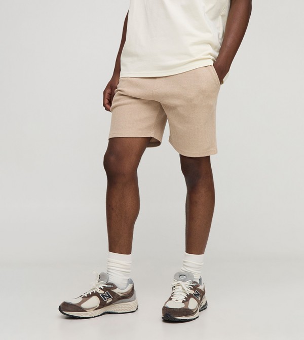 Mid Rise Slim Fit Waffle Shorts