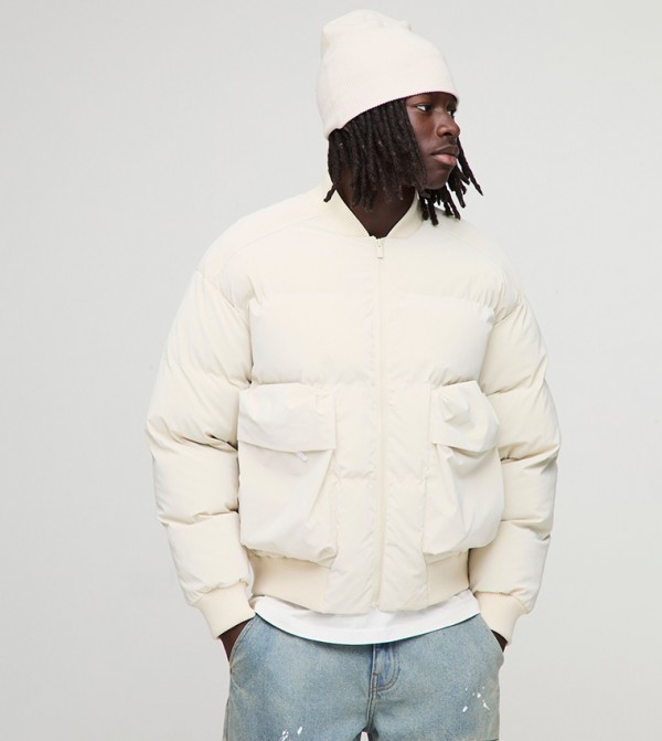 Regular Fit Padded Pocket Bomber Jacket