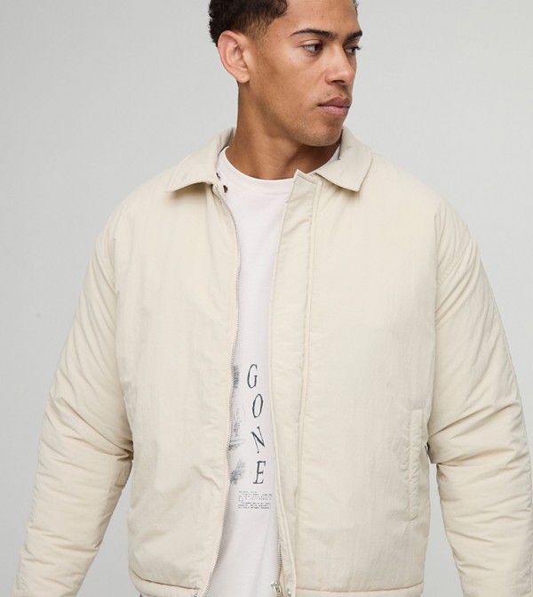 Boxy Fit Peached Crinkle Nylon Coach Jacket