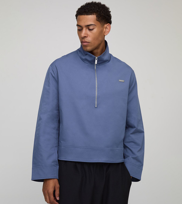 Quarter Zip Collared Oversized Mac Jacket